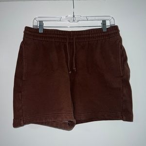 Aritzia TNA COZY FLEECE BOYFRIEND 5" SWEATSHORT in GD Cognac (Mocha) Size L